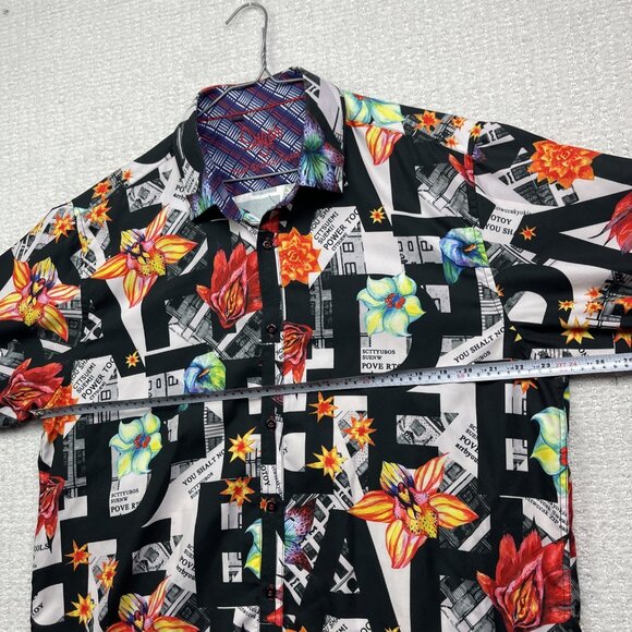 Sugar That Shirt Is Sweet Abstract Floral AOP Colorful Button Up Shirt Men XXL - Picture 10 of 13